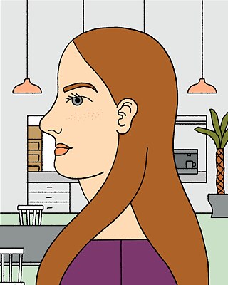 Illustriertes Porträt von IT-Spezialistin Kate Ergle