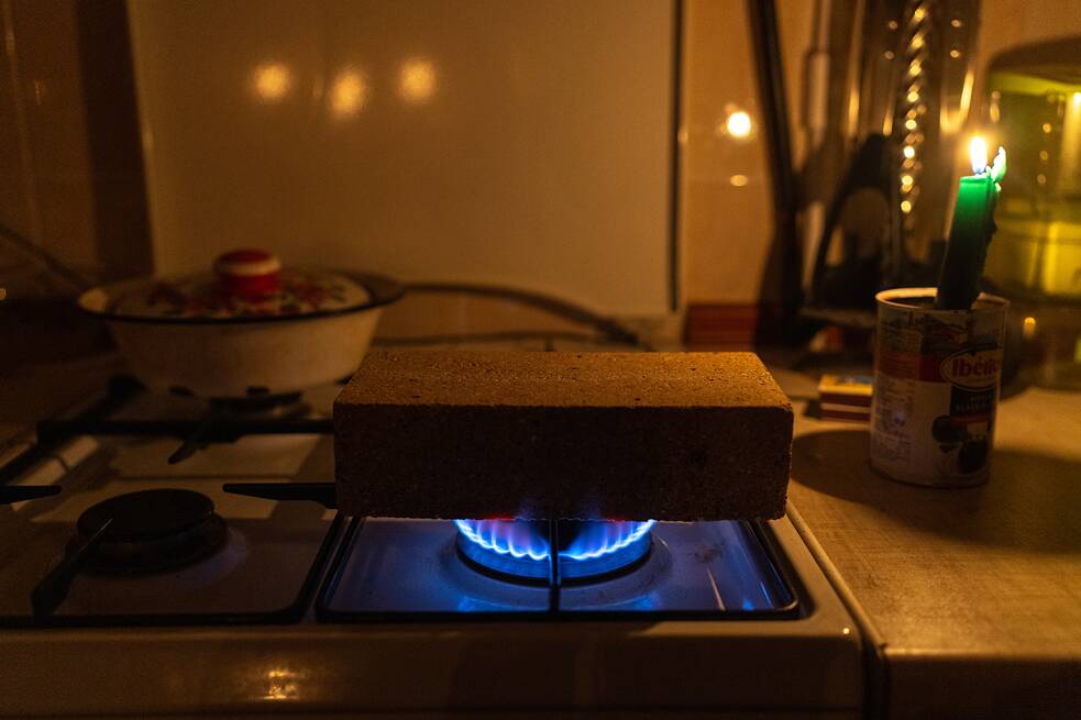 Ziegelstein auf einem Gasherd