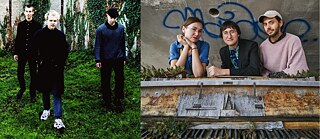 Eine Kollage: Das Vincent Meissner Trio im Grünen und das Duo Pudlax. 