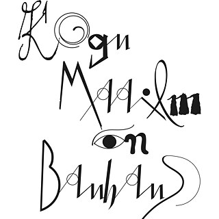 Pealkiri „Kogu maailm on Bauhaus” kunstiliselt kujundatud mustade tähtedega valgel taustal