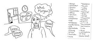 First day sketch & German words