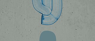 Graafika: Pintsliga tõmmatud sinised jooned voolavad kokku pildi keskel. Taust on hall