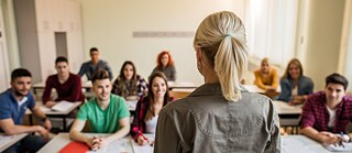 Teacher with students