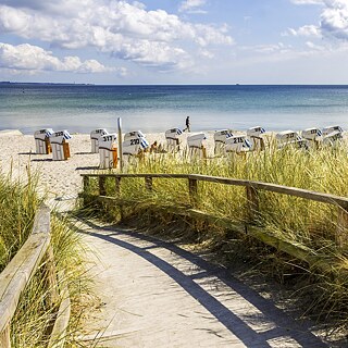 Blick über den Strand im Seebad Scharbeutz