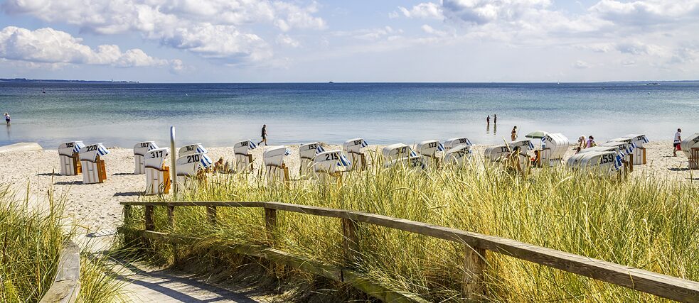 Blick über den Strand im Seebad Scharbeutz