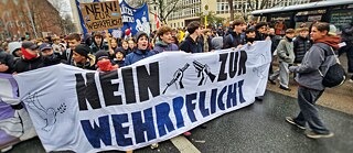 A demonstration against military service in Germany