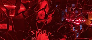 A man in a fractured mirror