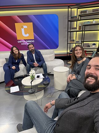 Enes Pasic as a guest in studio at the Morning Show broadcasted by RTCG