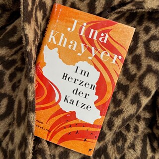 Bogen Im Herzen der Katze af Jina Khayyer på en baggrund med leopardmønster