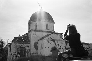 Zerstörte Kirche an der ehemaligen Frontlinie im Donbas, Oktober 2025. 