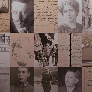 Collage mit Fotos und Dokumenten
