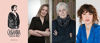 von links nach rechts: Buchcover Kassandra von Christa Wolf, Sonia Bergamasco, Anita Raja und Ilaria Gaspari