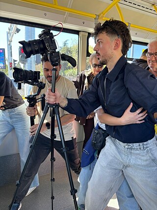 Group Unpopular Ride during filming in Sarajevo, Bosnia and Herzegovina
