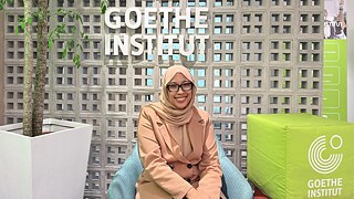 Nadhirah, our German teacher at Goethe-Institut Malaysia sitting at the reception area.