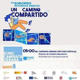 mosaico azul promocional del dia europeo de puertas abiertas en el Goethe-Institut Venezuela