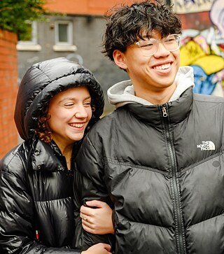 Two people in an embrace