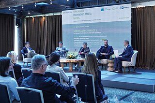 Panel "Showcasing impact I - From Strategy to Practice: Innovation Inside Public Service Media" participants