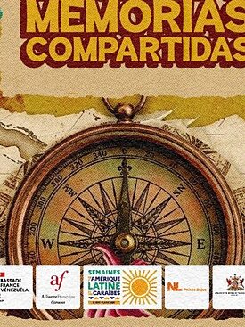 brujula sobre mapa y el mensaje "Caribe memorias compartidas"
