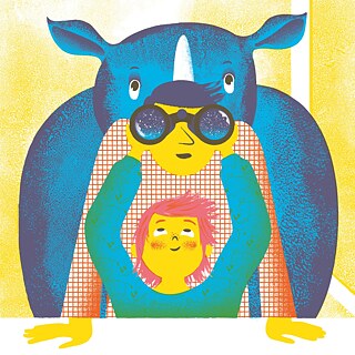 Detalle del libro "Ludwig y el rinoceronte" de Golden Cosmos y Noemi Schneider (Lóguez Ediciones, 2025) 