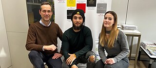 Emanuele Unniemi und Manuela Castagna aus Palermo mit Klaus Dorwarth, Goethe-Institut Rom