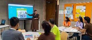 A group of people taking classes at the Goethe-Institut Dhaka