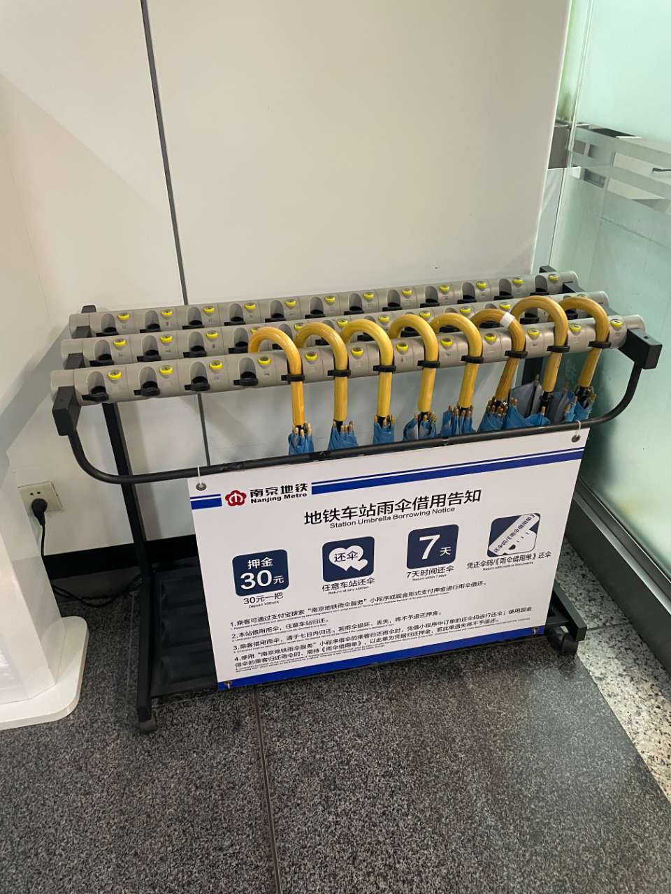 Regenschirme to rent in der U Bahn