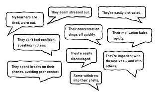 Speech bubbles with statements about learners