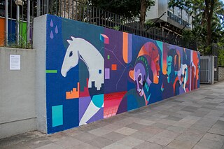 Intervenção artística de Jotape Pax no muro do Goethe-Institut 