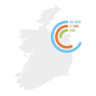 Landkarte, die Zahlen zu Deutsch als Fremdsprache an Schulen in Irland zeigt