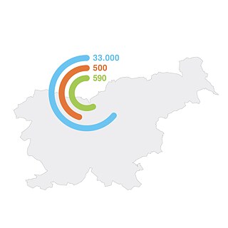 Landkarte, die Zahlen zu Deutsch als Fremdsprache an Schulen in Slowenien zeigt