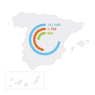 Landkarte, die Zahlen zu Deutsch als Fremdsprache an Schulen in Spanien zeigt