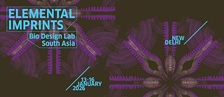 Ein Banner mit der Aufschrift „Elemental Imprints: BioDesign South Asia“