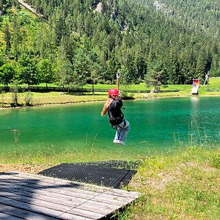 Die Zipline über den Badeteich war das Highlight des Parcours.