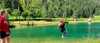 Die Zipline über den Badeteich war das Highlight des Parcours.