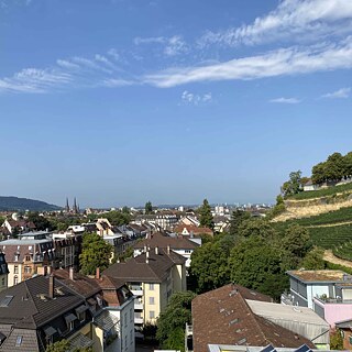 Blick von einer Dachterrasse auf Freiburg i. Br.