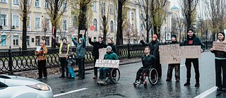 A protest for accessibility in Kiev