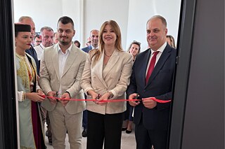 Opening of the new studio in Ulcinj: President of the Municipality of Ulcinj Genci Nimanbegu, member of the RTCG Council Amar Skrijelj, Director General of RTK Zana Spahiu