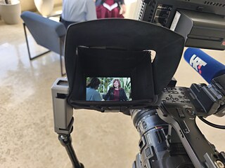 Slavica Kruscic Vasovic during her job shadowing at HRT - TV interview