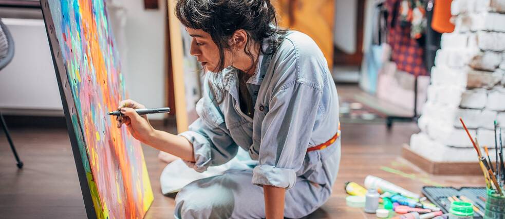 Artist creating