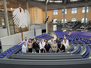 The TOP 2 2026 study tour group visits the Plenary Hall of the German Parliament.