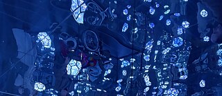 An illustration in blue