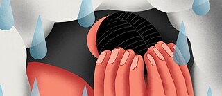 An illustration of a person, holding their face in their hand