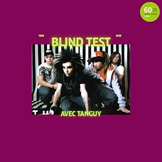 Gruppenfoto von der Band Tokio Hotel mit der Überschrift "Blind Test avec Tanguy"