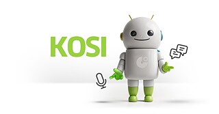 The image shows the KOSI avatar, a humanoid robot figure.