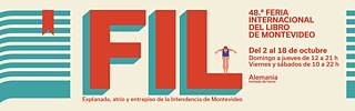 Banner de la 48.ª Feria Internacional del Libro de Montevideo, del 2 al 18 de octubre, con Alemania como país invitado de honor