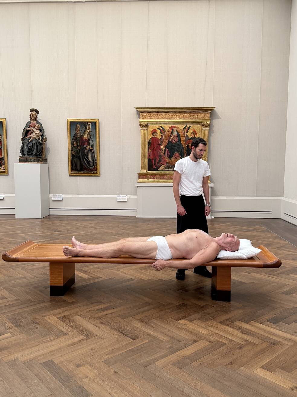 Ersan Mondtag & Nadim Samman, “Alternde Meister”, Gemäldegalerie, Staatliche Museen zu Berlin. Performer: Pierre Emö and Frank Büttner