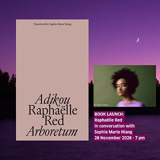 Portraits of Raphaëlle Red and the book cover of Adikou