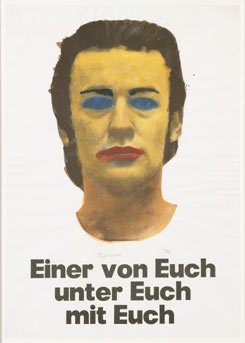 Martin Kippenberger, Einer von Euch, Unter Euch, Mit Euch, Portrait Martin Kippenberger (Übermalung mit Wasserfarben von Jochen Krüger), 1977; 
