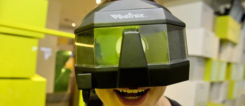 Vectrex with 3D-glasses (Milton Bradley, 1982) in the Computer Game Museum Berlin, Photo: Jörg Metzner