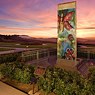 Fragment of the Berlin Wall in front of the Ronald Reagan Presidential Library in Simi Valley, California, USA;
